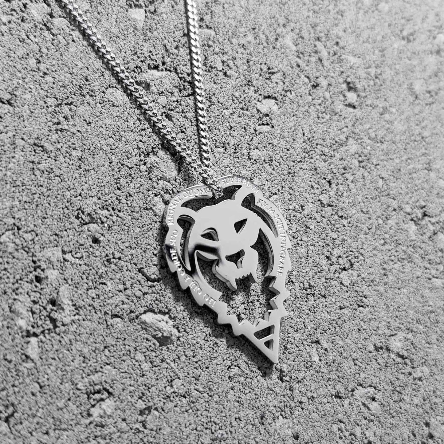 LION NECKLACE WITH CHAIN - SILVER