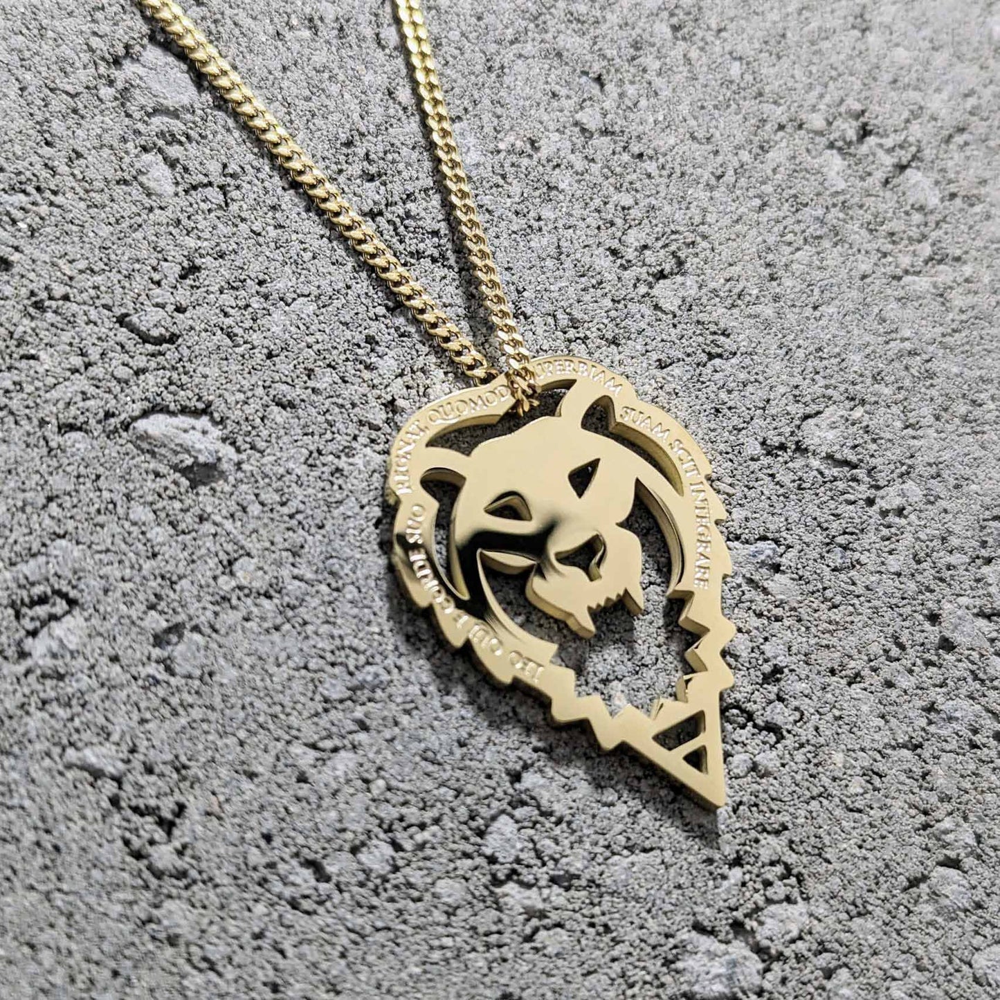 LION NECKLACE WITH CHAIN - GOLD