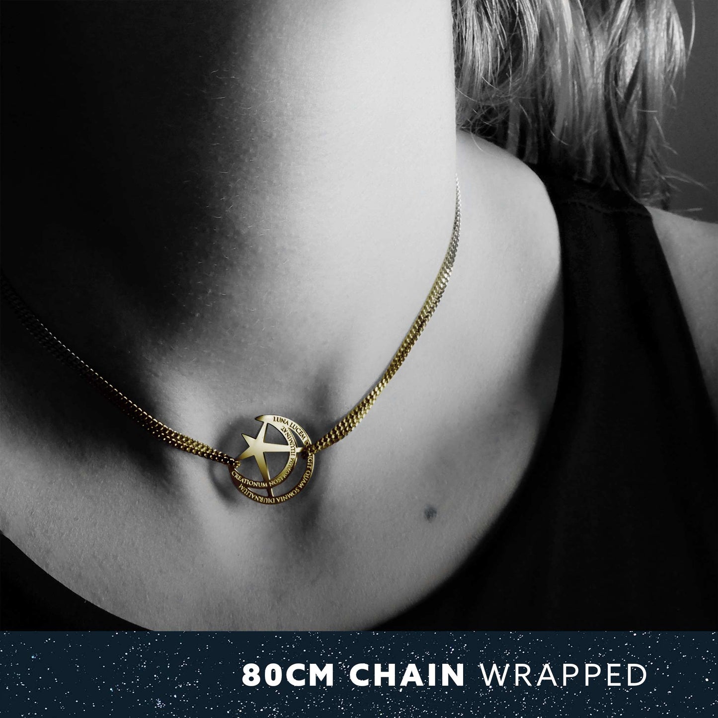 MOON NECKLACE WITH CHAIN - GOLD
