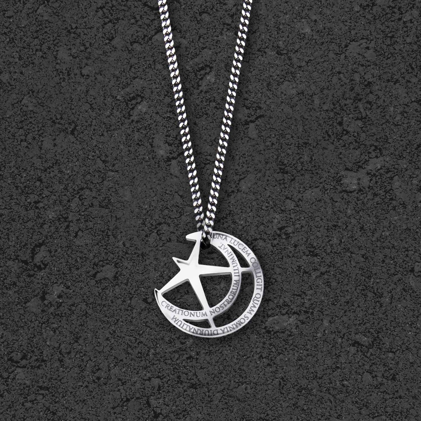 MOON NECKLACE WITH CHAIN - SILVER