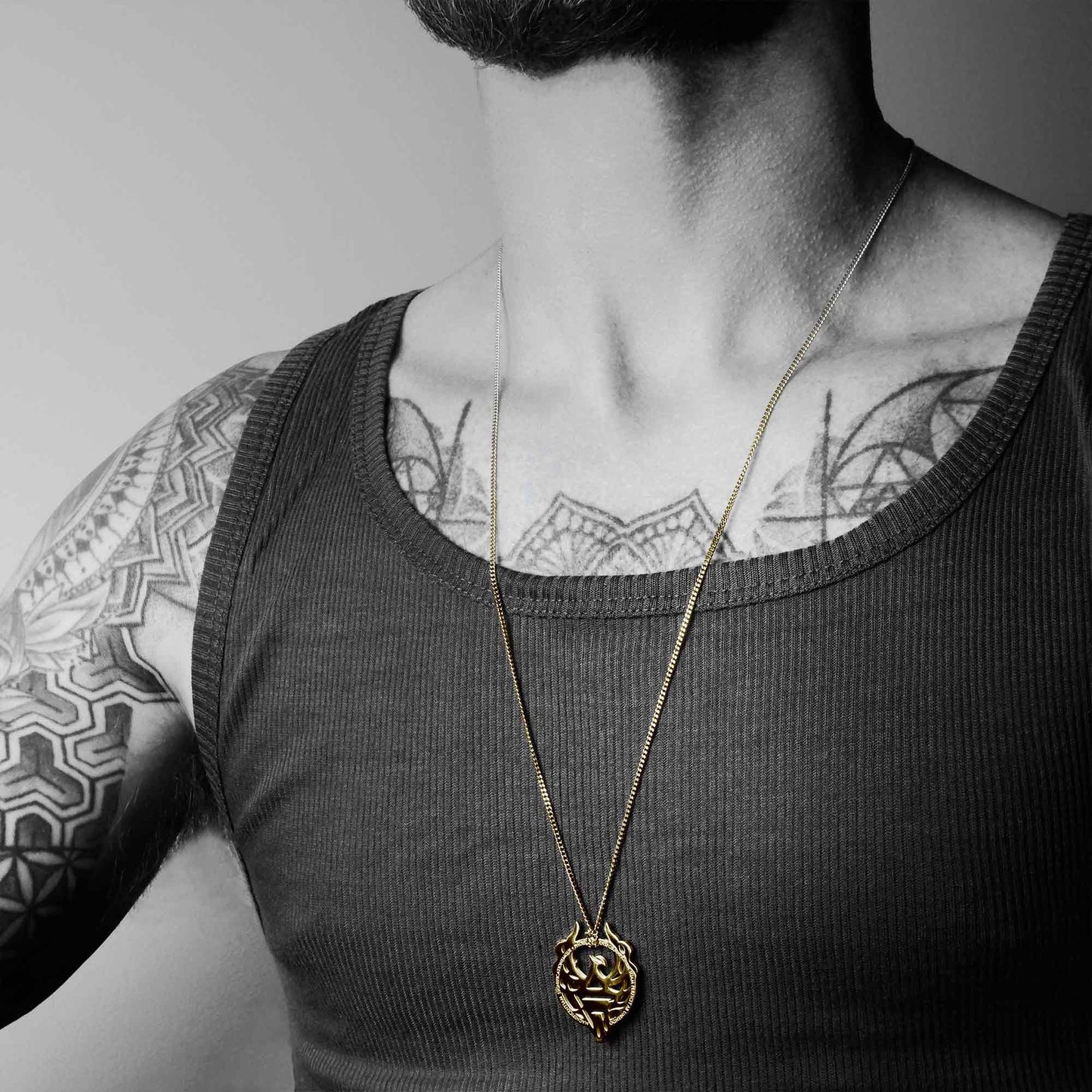 PHOENIX NECKLACE WITH CHAIN - GOLD