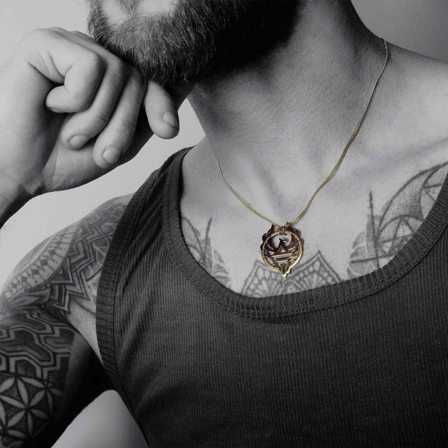 PHOENIX NECKLACE WITH CHAIN - GOLD