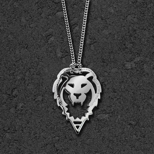 LION NECKLACE WITH CHAIN - SILVER